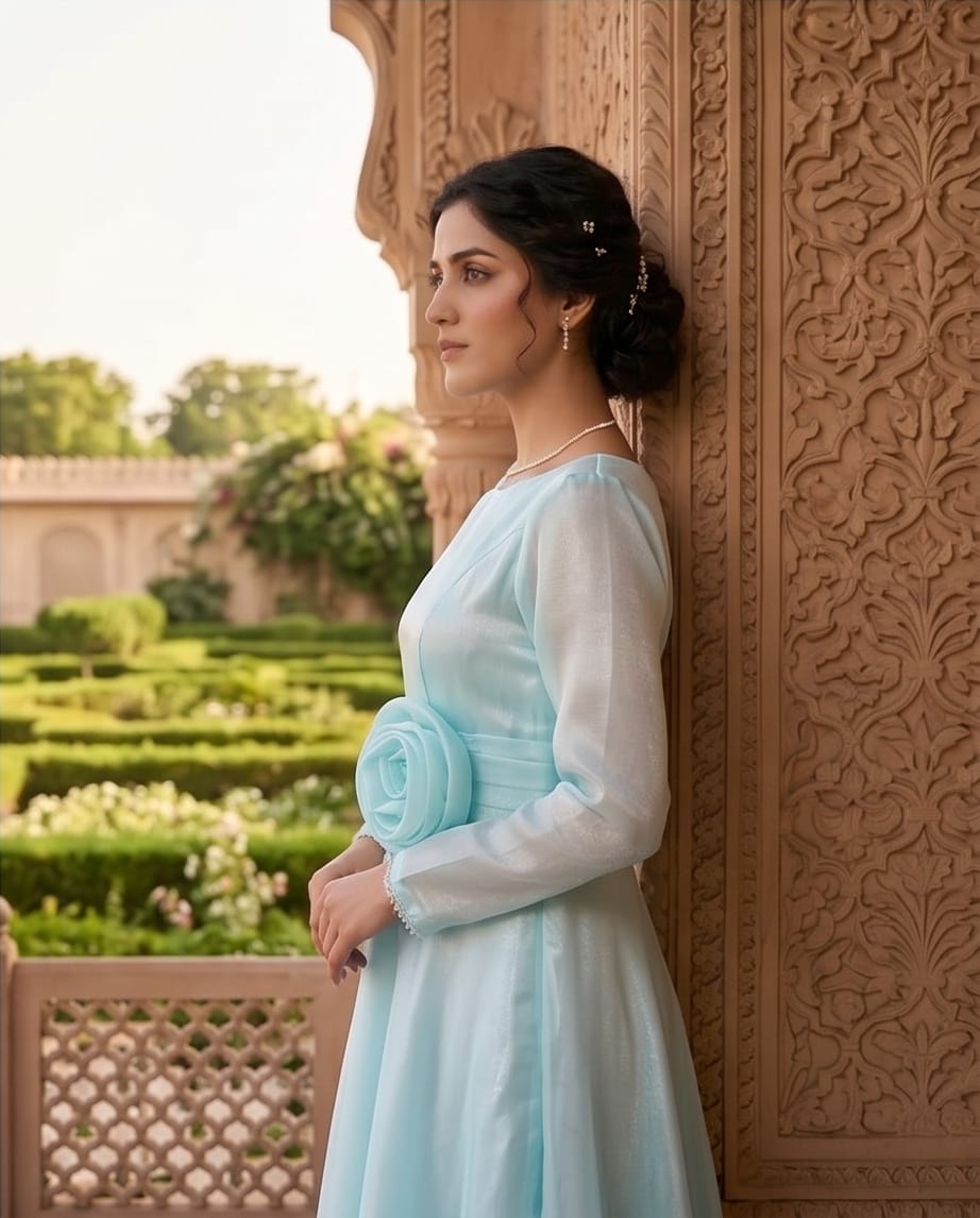 Aqua Blue Shisha Silk Maxi
