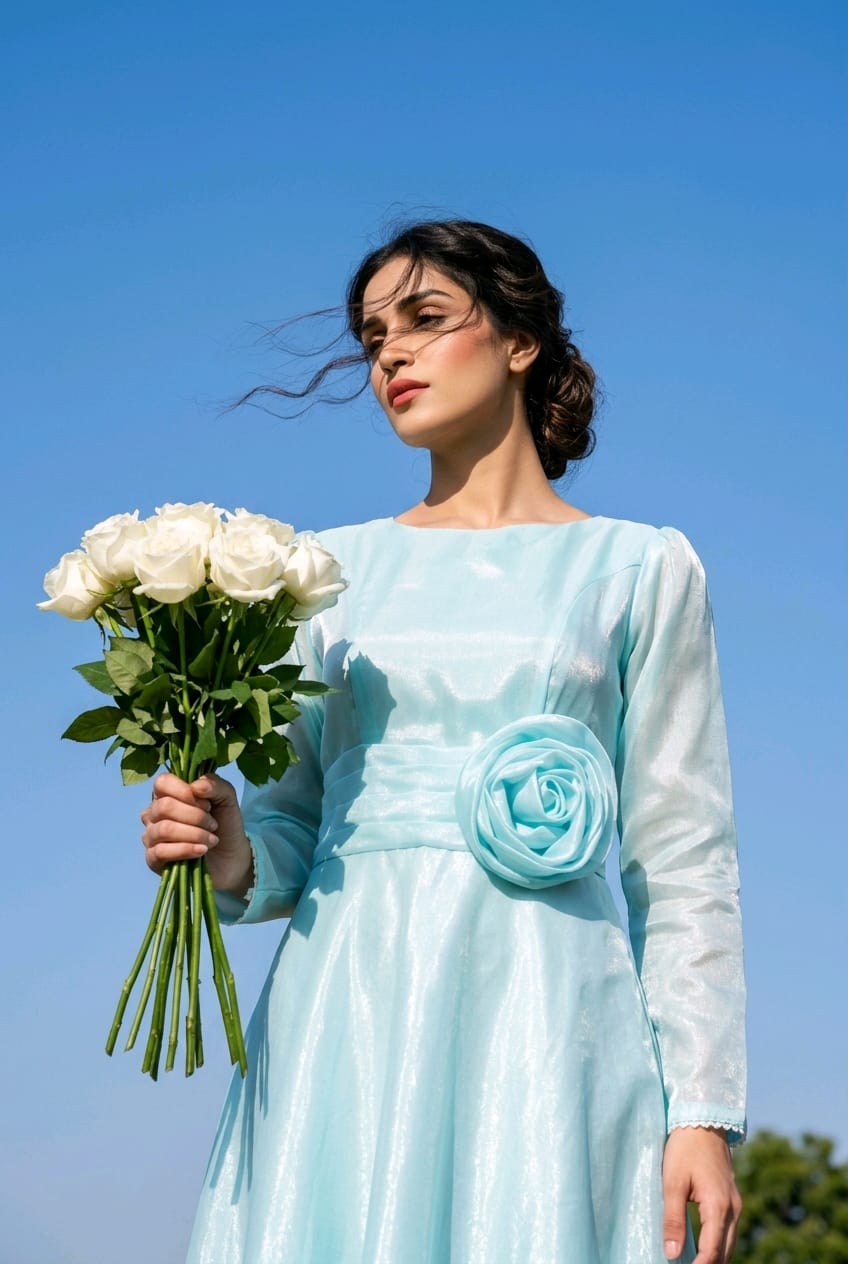 Aqua Blue Shisha Silk Maxi