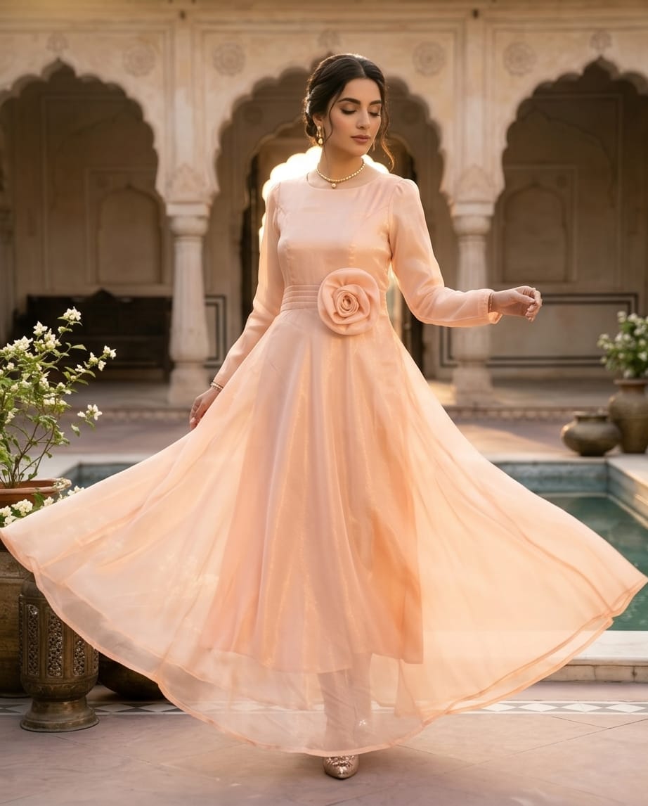 Peach shisha silk maxi