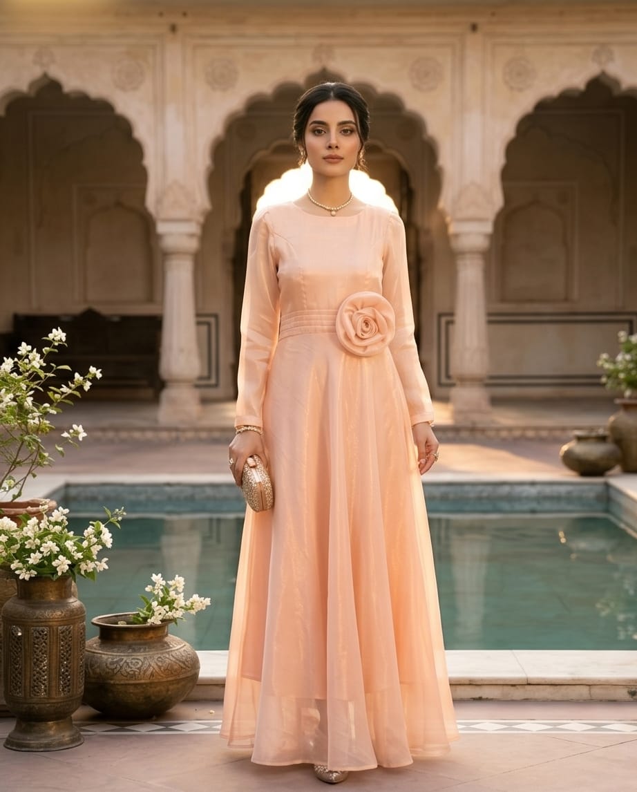Peach shisha silk maxi