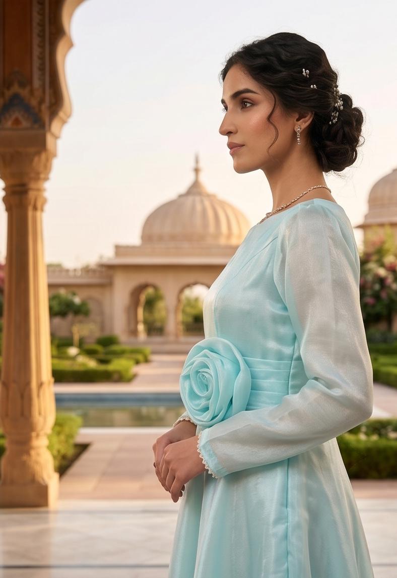Aqua Blue Shisha Silk Maxi