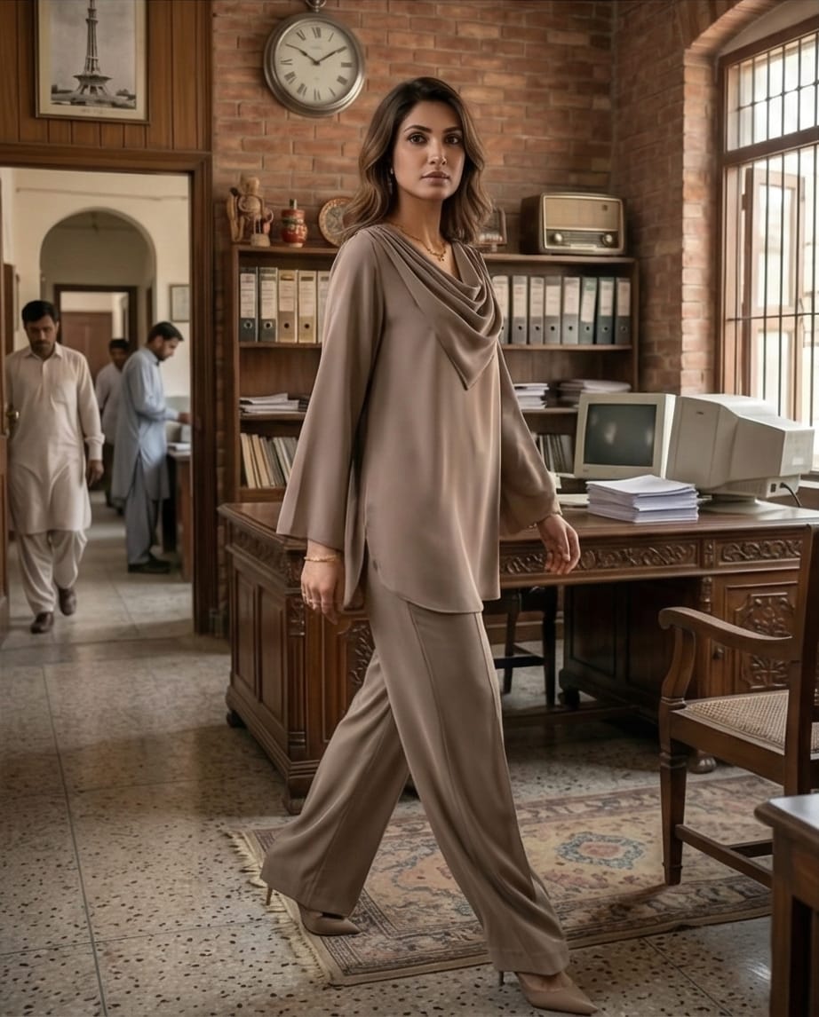 The Mocha Cowl Silk Co-ord Set