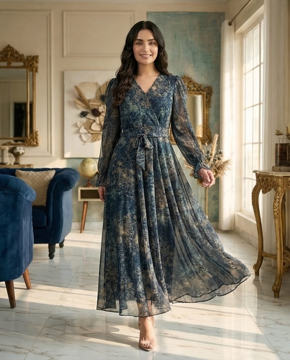 A-Line Chiffon Maxi Dress