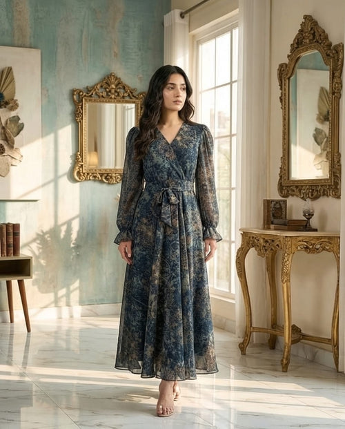 A-Line Chiffon Maxi Dress