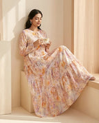 Pastel Petals Linen Gown